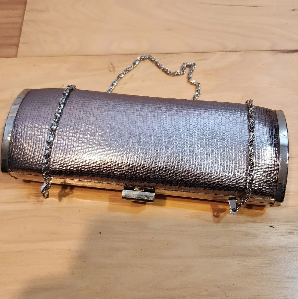 Style & Co Small Metal Silver Chain Clutch Bag